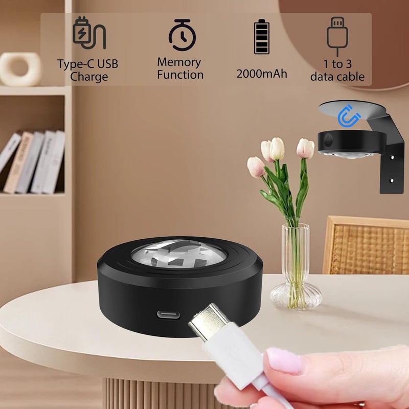 VIGMOJ 3Pcs Picture Lights for Wall, 16 Lighting Modes Magnetic Art Display Light for Paintings with Remote Control Dimmable & Timer, Wireless Wall Decor Puck Light, Black - Image 4